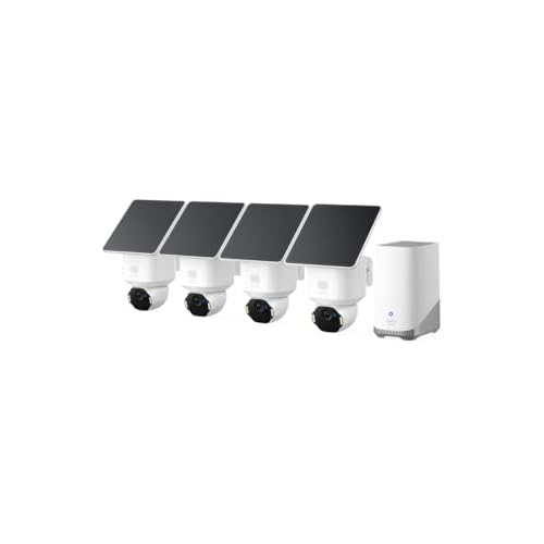 eufy Security SoloCam E42, 4-Cam Kit, 4K Solar Security Camera | AI Facial Recognition & Motion Tracking, Strobe Light,